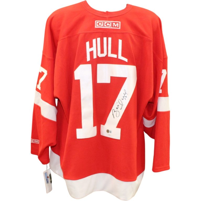Brett Hull Autographed Detroit Red Wings Red Reebok XL Jersey Beckett 56394