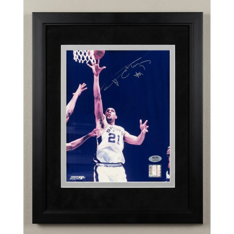 Tim Duncan San Antonio Spurs Signed Basketball 8x10 Custom Framed  Photo PSA