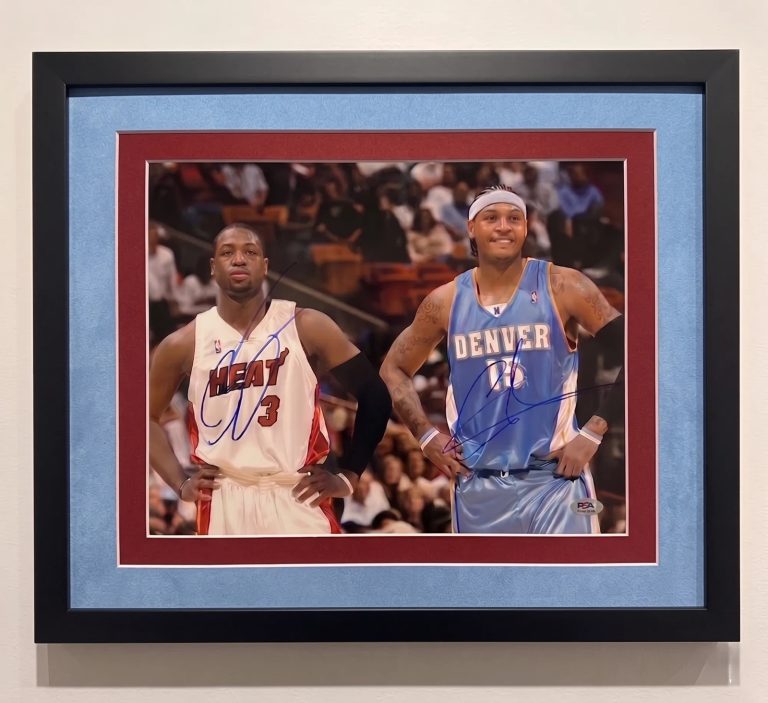 Carmelo Anthony & Dwyane Wade Signed Basketball 11x14 Custom Framed Photo PSA