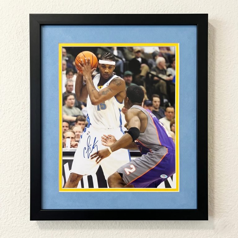 Carmelo Anthony Denver Nuggets Signed Basketball 16x20 Custom Framed Photo PSA