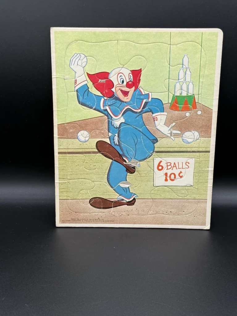 Set of 2 Different Vintage 1966 BOZO Clown Frame Tray Puzzles