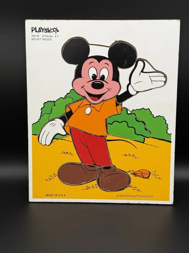 Set Of 2 Vintage Playskool Puzzle Mickey Mouse And Cookie Monster Wooden Puzzles