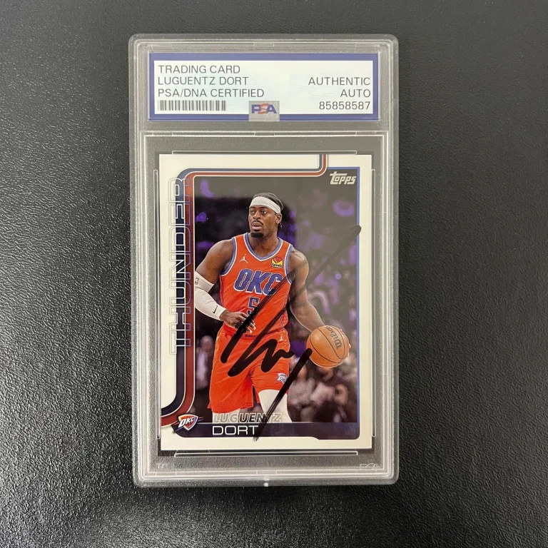2025 Topps #117 Luguentz Dort Signed Card PSA Oklahoma City Thunder