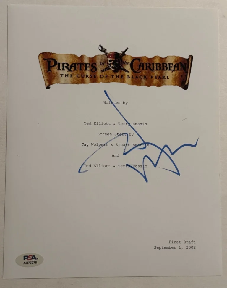 JOHNNY DEPP SIGNED SCRIPT PIRATES OF THE CARIBBEAN AUTOGRAPH PSA COA