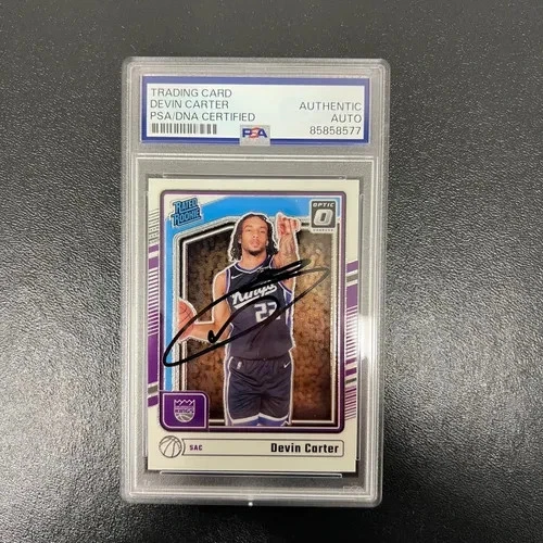 2024-25 Panini Donruss Optic#290 Devin Carter Signed Card PSA Sacramento Kings