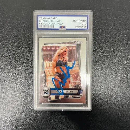 2025 Topps Chrome #123 Charlotte Flair Signed Card PSA Autographed
