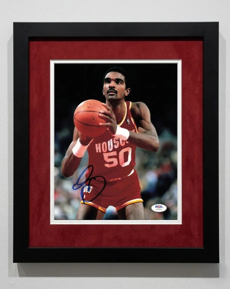 Ralph Sampson Houston Rockets Signed Basketball 8x10 Custom Framed Photo PSA