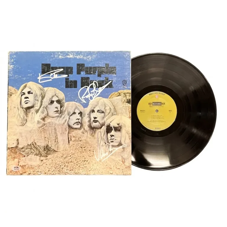 Ian Gillan, Roger Glover & Ian Paice Signed Deep Purple in Rock Vinyl PSA