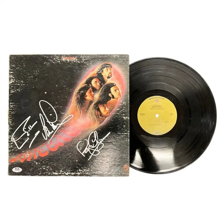 Ian Gillan, Roger Glover & Ian Paice Signed Fire Ball Vinyl PSA Album Auth