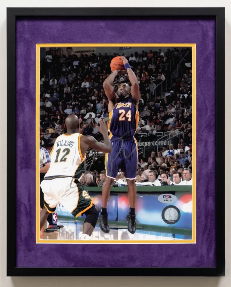 Kobe Bryant Los Angeles Lakers Signed Basketball 8x10 Custom Framed Photo PSA