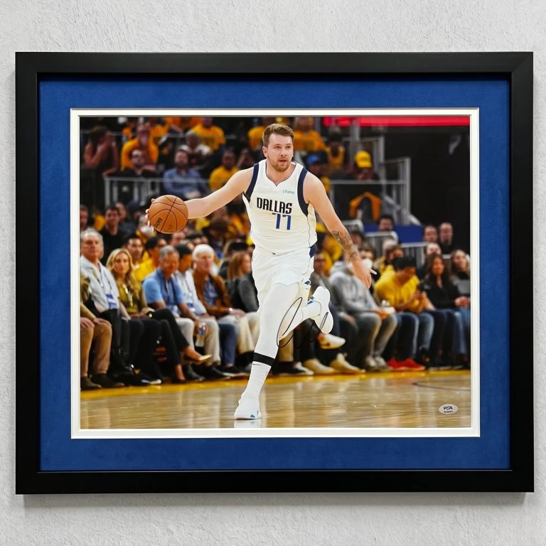 Luka Doncic Dallas Mavericks Signed Basketball 16x20 Custom Framed Photo PSA