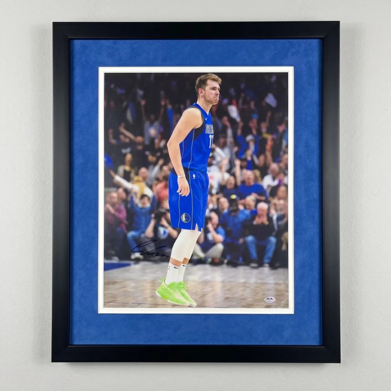 Luka Doncic Dallas Mavericks Signed Basketball 16x20 Custom Framed Photo PSA