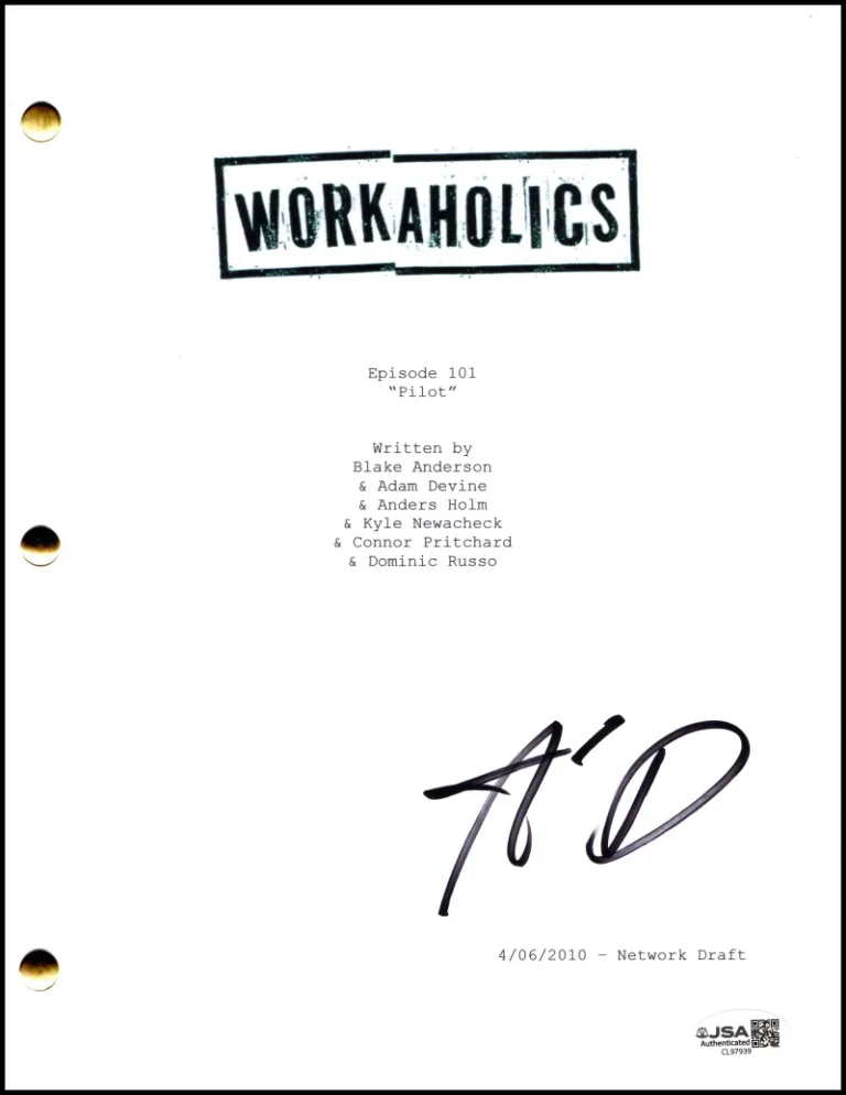 Adam DeVine Signed Autograph Workaholics Full Pilot Script Screenplay w/ JSA COA