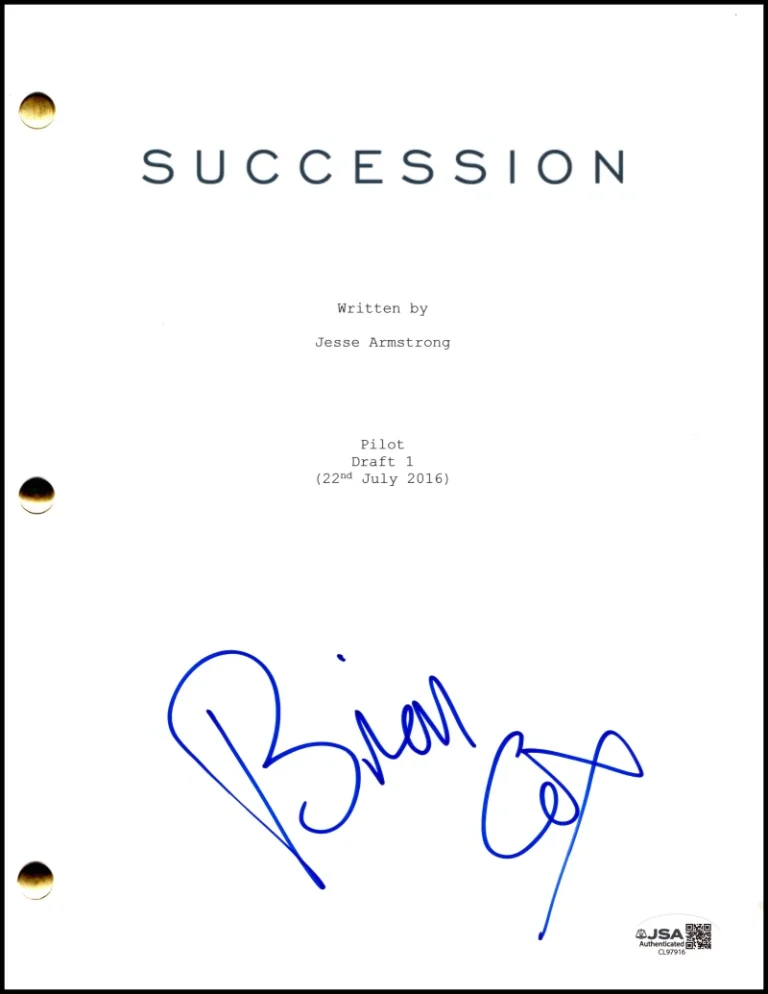 Brian Cox Signed Autograph Succession Pilot Script Screenplay  Logan Roy JSA COA
