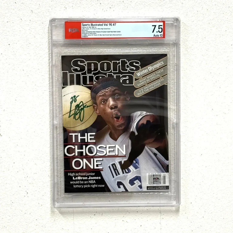 LeBron James Signed Sports Illustrated The Chosen One PSA 7.5 Auto 10 Lakers