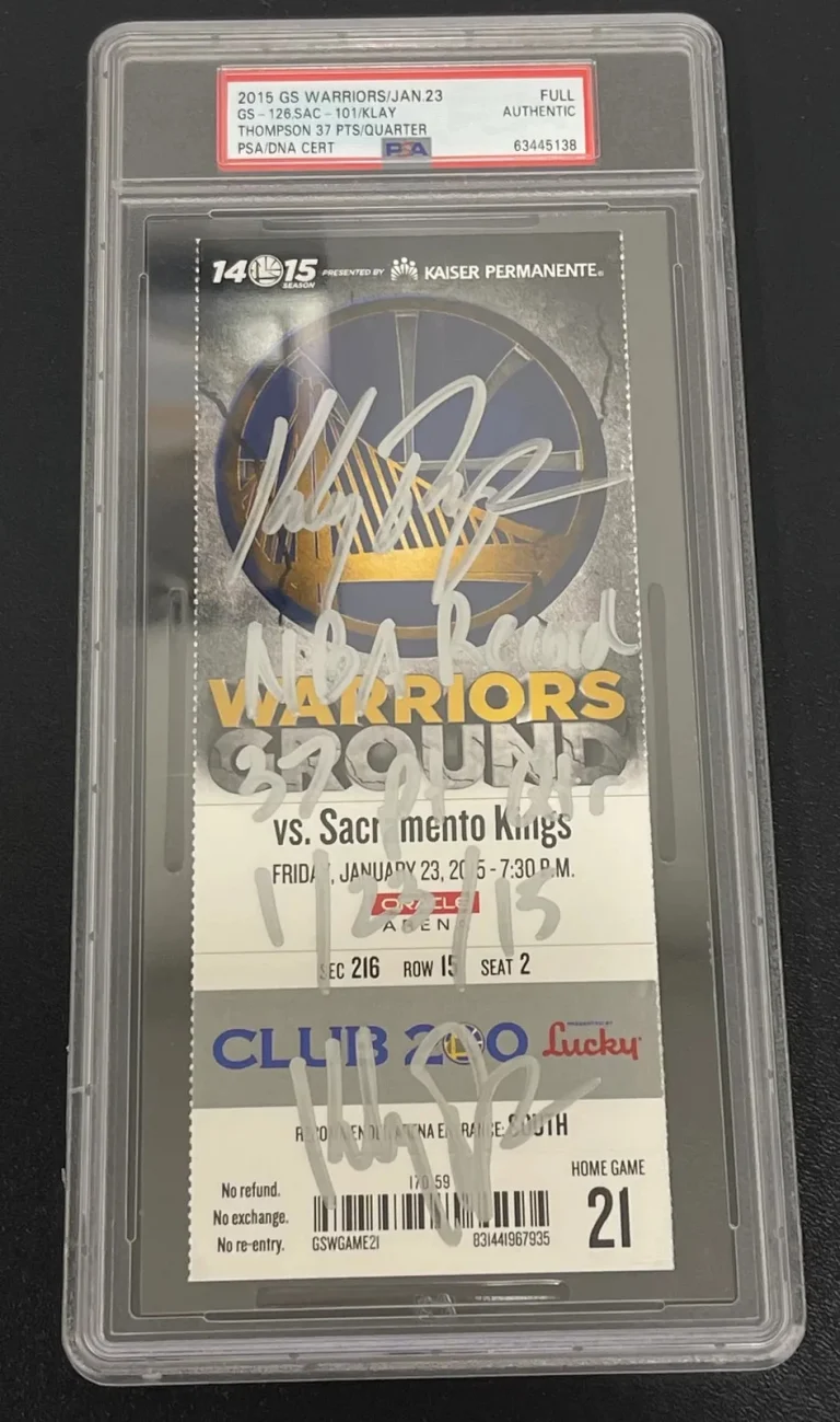 Klay Thompson Signed Basketball Ticket PSA Autographed Warriors