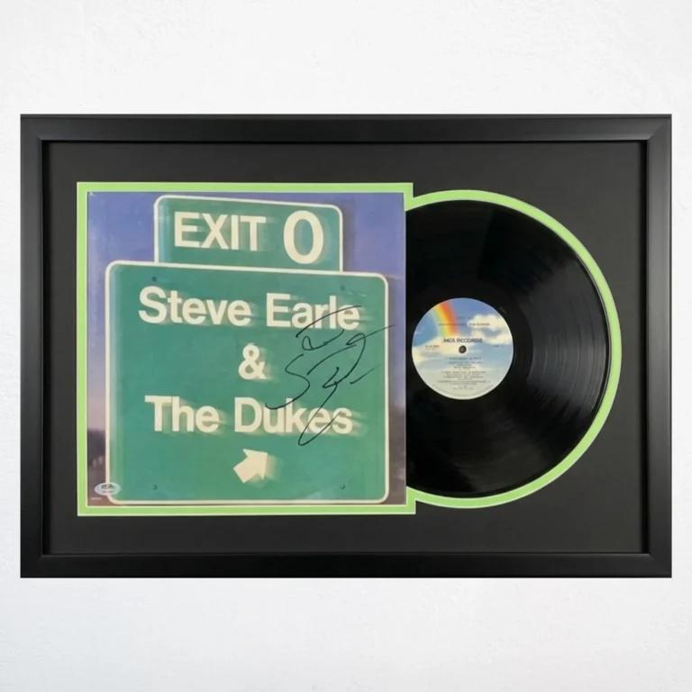 Steve Earle Signed Exit 0 Custom Framed Vinyl PSA Album Autographed