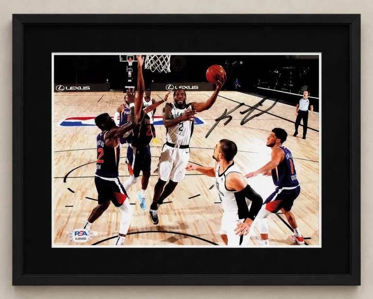 Kawhi Leonard San Antonio Spurs Signed Basketball 8x10 Custom Framed Photo PSA