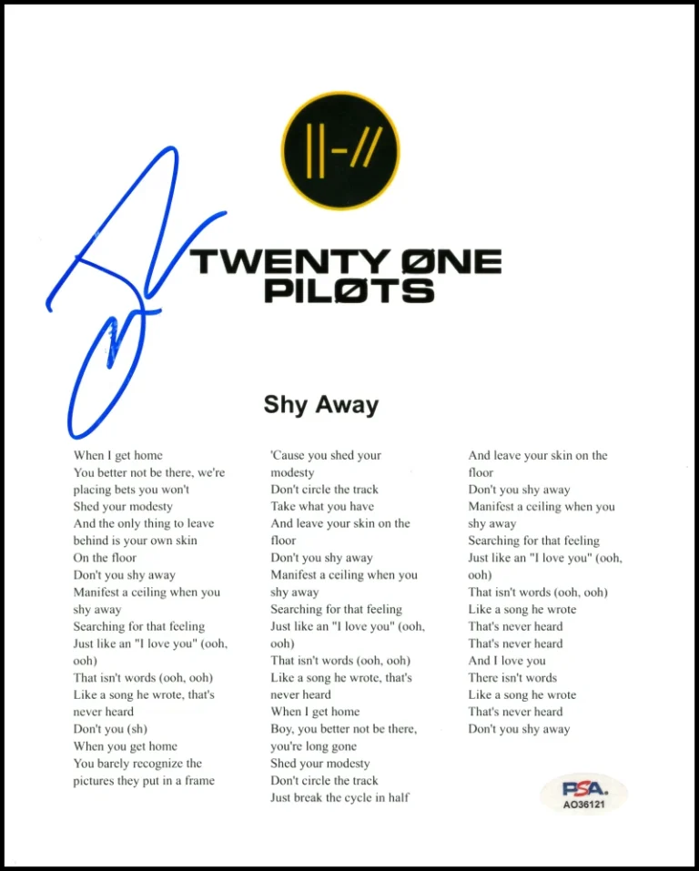 Josh Dun Twenty One Pilots Signed Autograph Shy Away Sheet Music w/ PSA COA
