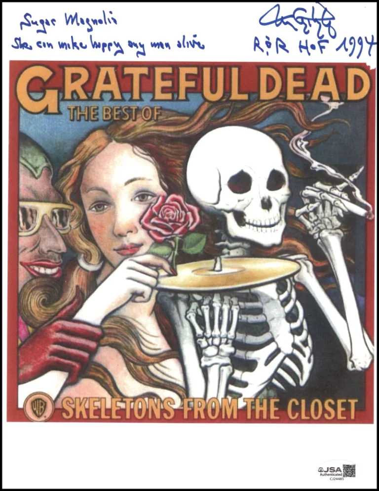 Tom Constanten Grateful Dead Signed Autograph w/ Sugar Magnolia Lyrics JSA COA