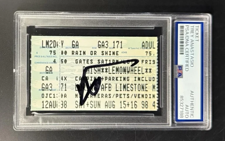 Trey Anastasio Signed Autograph Phish PSA/DNA COA Slabbed Lemonwheel 1998 Ticket
