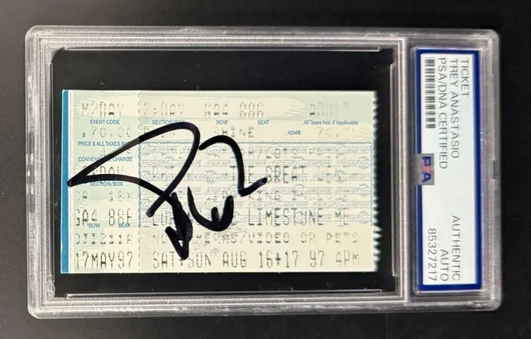 Trey Anastasio Signed Autograph Phish PSA/DNA COA Slabbed Limestone 1997 Ticket