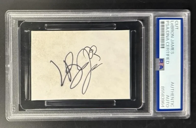 Lebron James Signed Autograph PSA/DNA Slabbed Cut - Rare Vintage Style Signature