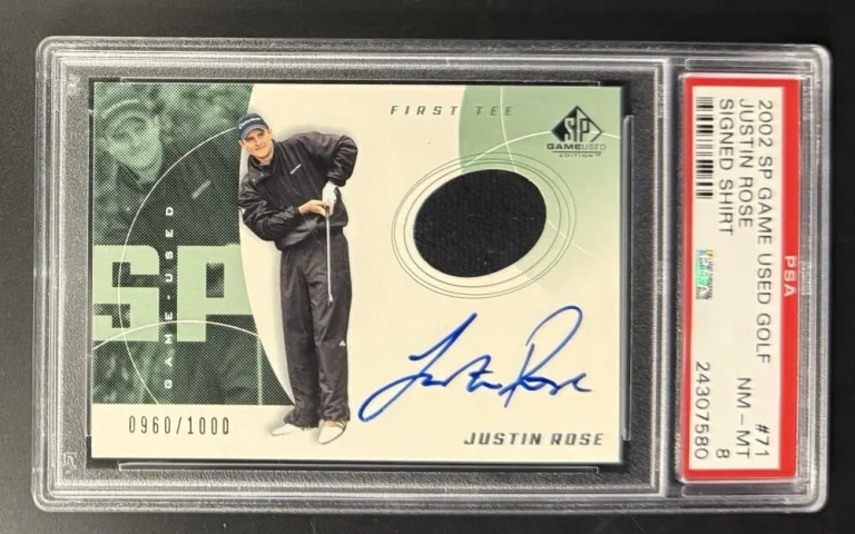 Justin Rose Signed Autograph PSA/DNA COA Slab 2002 SP Game Used Trading Card MT