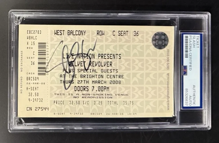 Slash Signed Autograph PSA/DNA COA Slabbed Velvet Revolver 2008 Rare Ticket