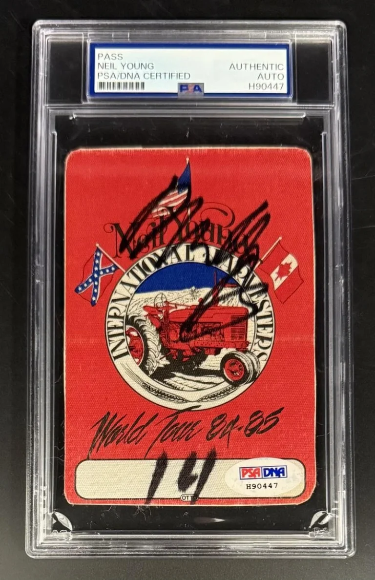 Neil Young Signed Autograph PSA/DNA COA Slabbed Rare World Tour 1985 VIP Pass