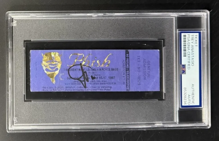 Trey Anastasio Phish Signed Autograph PSA/DNA COA Slab Maine 1997 Pollock Ticket