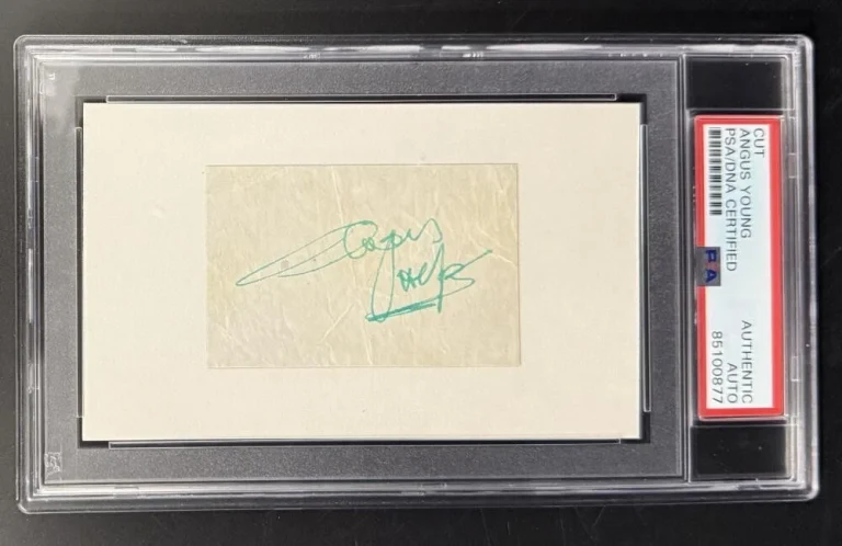 Angus Young Signed Autograph PSA/DNA COA Slabbed AC/DC Cut Signature Card