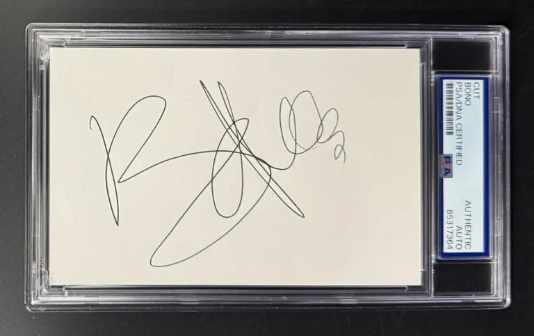Bono U2 Signed Autograph PSA/DNA Slabbed Cut Signature - The Joshua Tree War