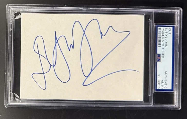 Elton John Signed Autograph PSA/DNA COA Slabbed Full Signature Cut Card B
