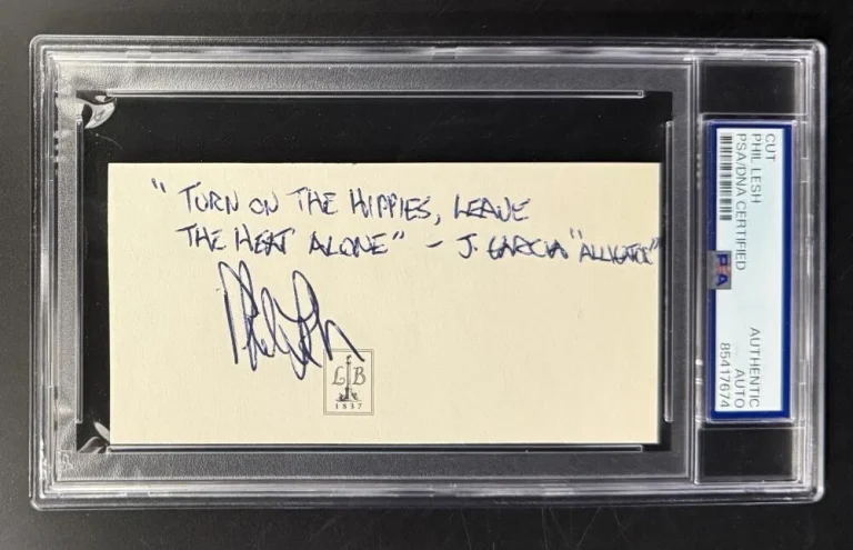 Phil Lesh Signed Autograph PSA/DNA Cut w/ Turn on the Hippies Alligator Lyrics