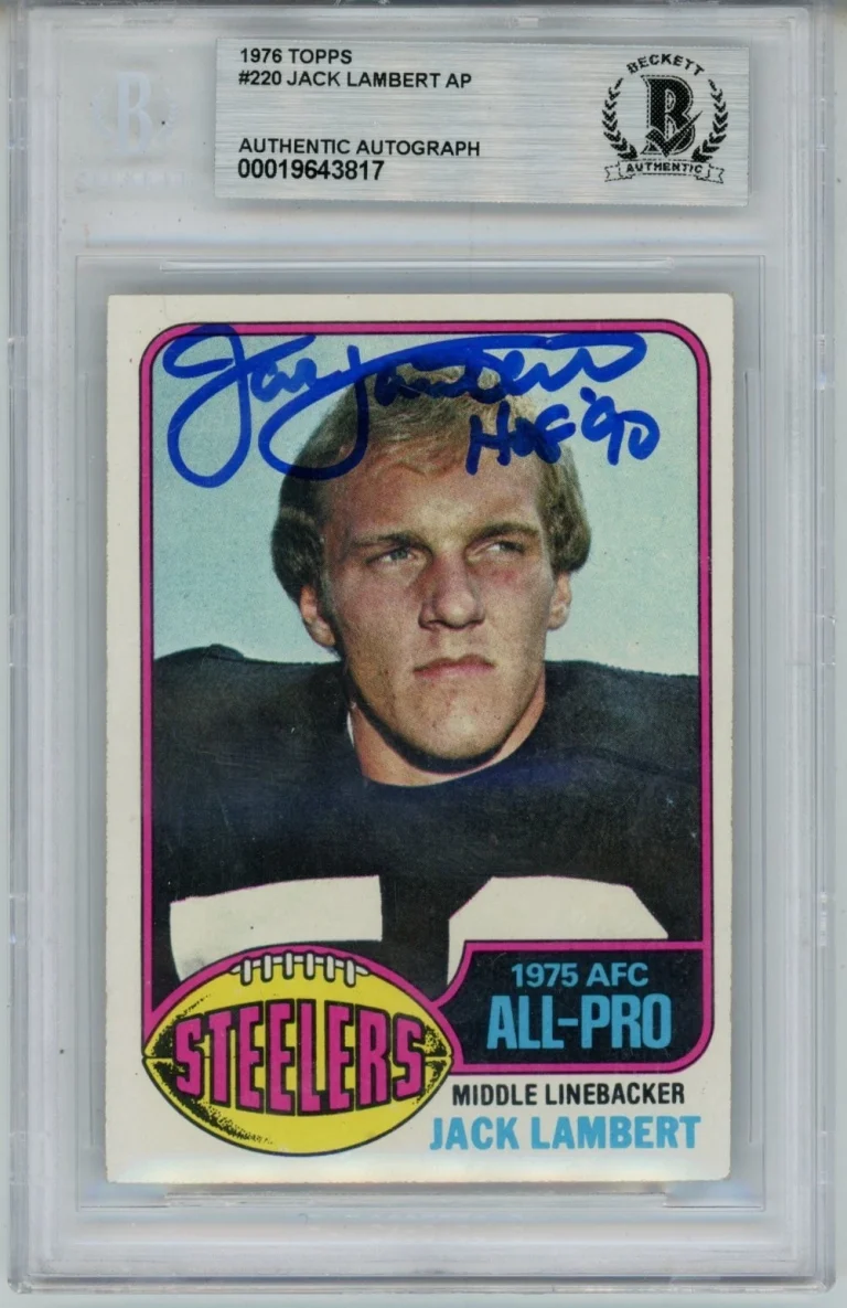Jack Lambert Autographed/Signed 1976 Topps #229 Slab Trading Card Beckett 56925