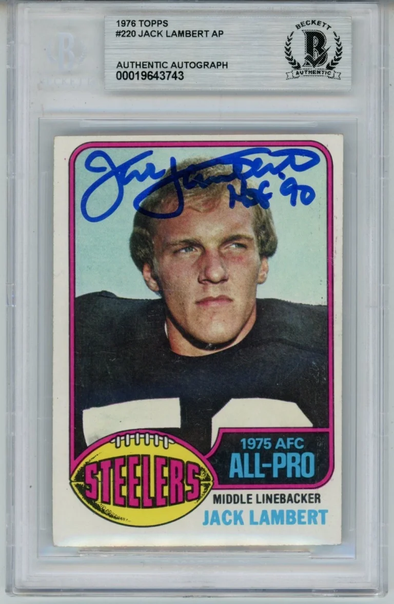 Jack Lambert Autographed/Signed 1976 Topps #229 Slab Trading Card Beckett 56929