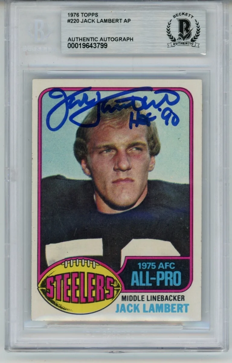 Jack Lambert Autographed/Signed 1976 Topps #229 Slab Trading Card Beckett 56935