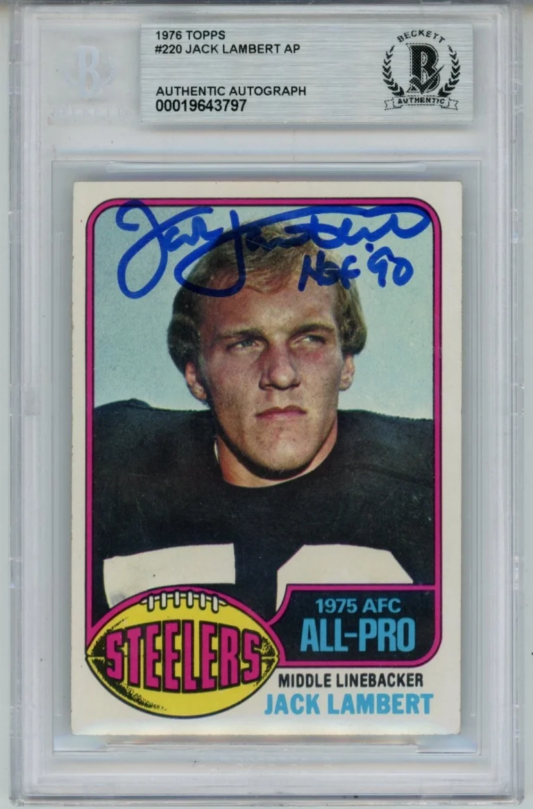 Jack Lambert Autographed/Signed 1976 Topps #229 Slab Trading Card Beckett 56940