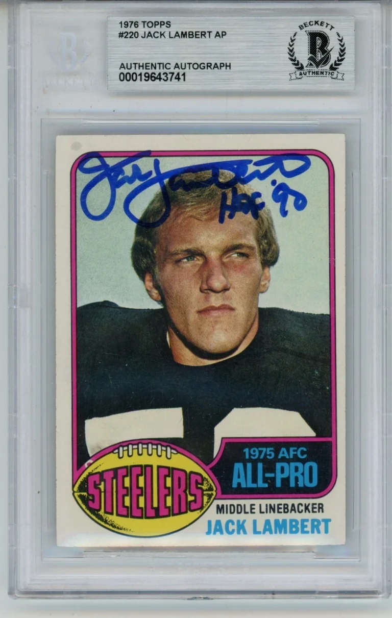Jack Lambert Autographed/Signed 1976 Topps #229 Slab Trading Card Beckett 56944