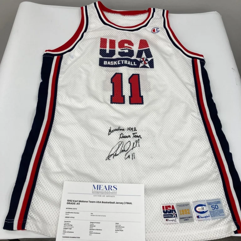 1992 Karl Malone Signed Game Issued Team USA Olympics Jersey MEARS COA & JSA
