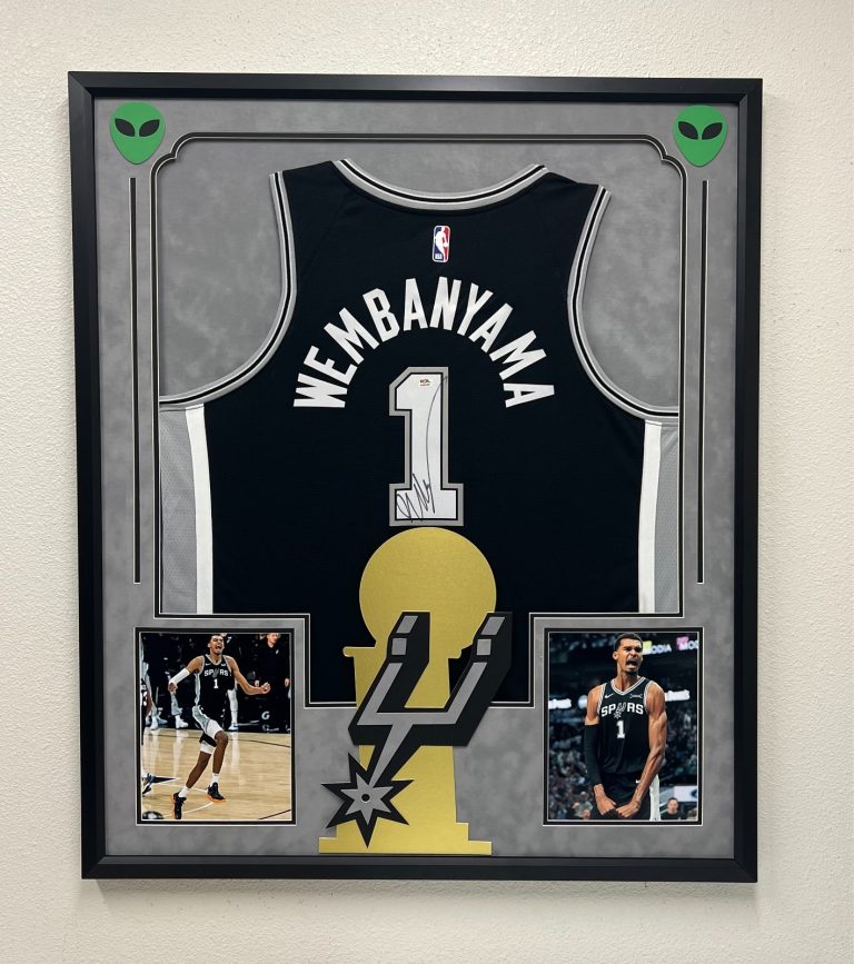 Victor Wembanyama Custom Framed Signed San Antonio Spurs Jersey PSA Autographed
