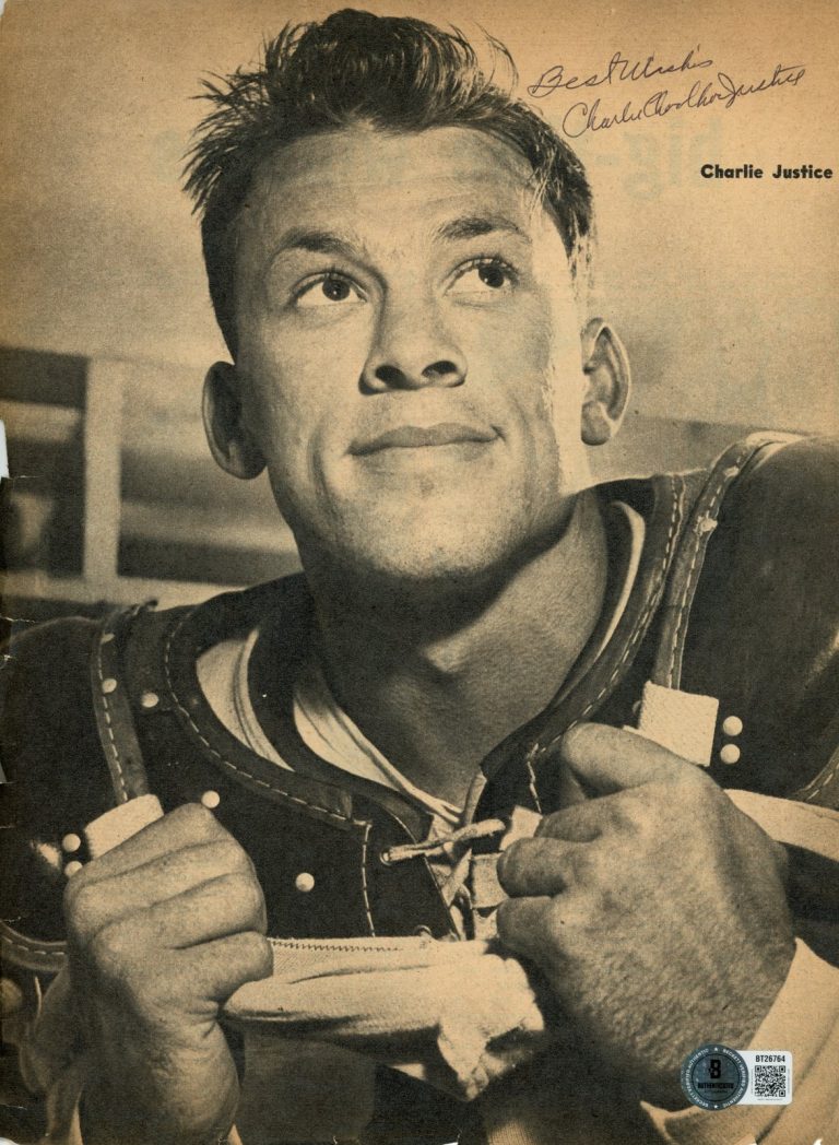 Charlie Justice Autographed Washington Redskins Magazine Page Beckett 56848