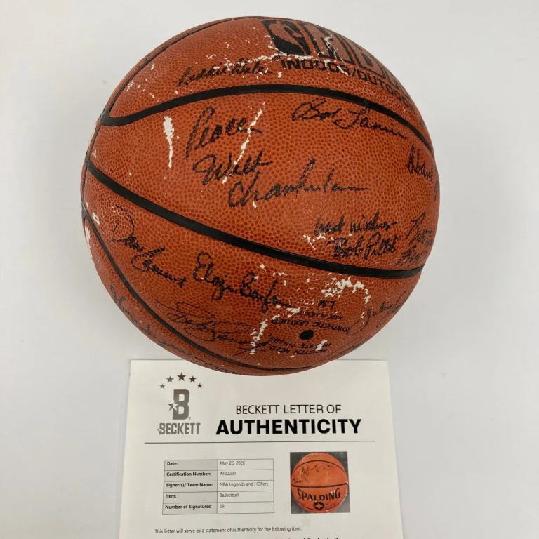 Michael Jordan Wilt Chamberlain Hall Of Fame Multi Signed Basketball Beckett COA