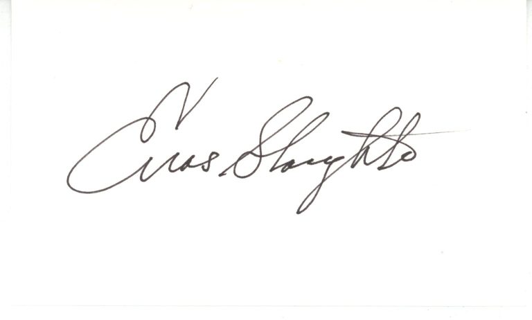 Enos Slaughter Autographed/Signed New York Yankees Index Card Beckett 56536