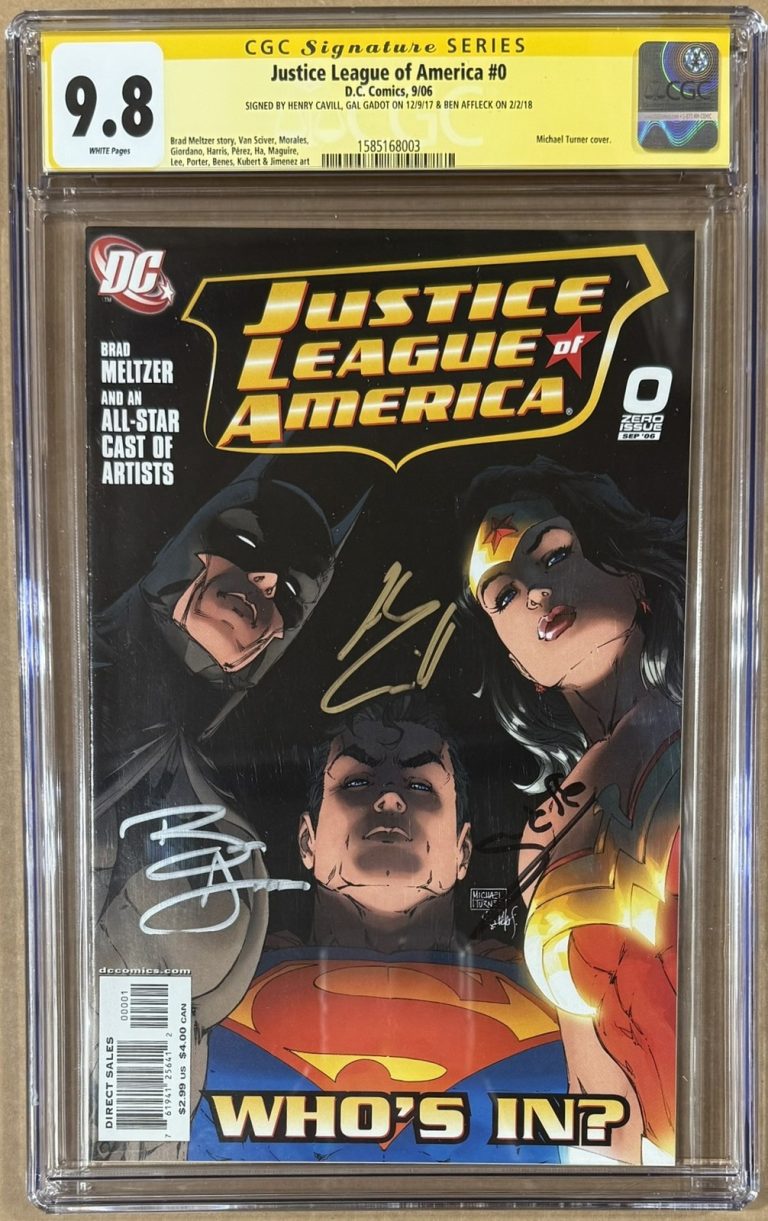 Ben Affleck Gal Gadot Henry Cavill Autographed Justice League #0 CGC 9.8 56591