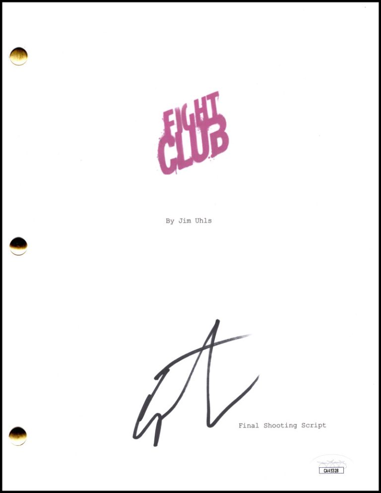 Edward Norton Signed Autograph Fight Club Full Movie Script Screenplay JSA COA