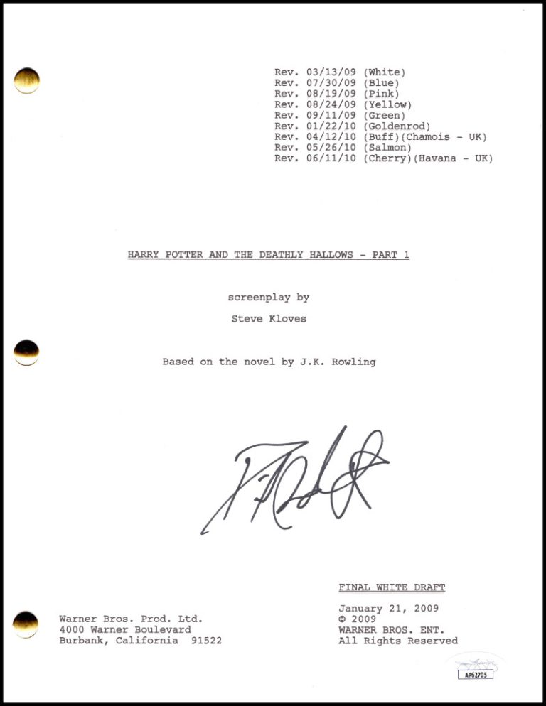 Daniel Radcliffe Signed Autograph Harry Potter Deathly Hallows 1 Script JSA COA