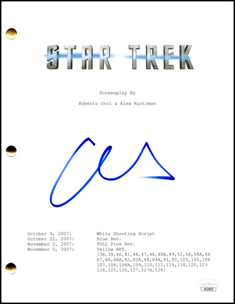 Chris Pine Signed Autograph Star Trek Movie Script Screenplay - Captain Kirk JSA