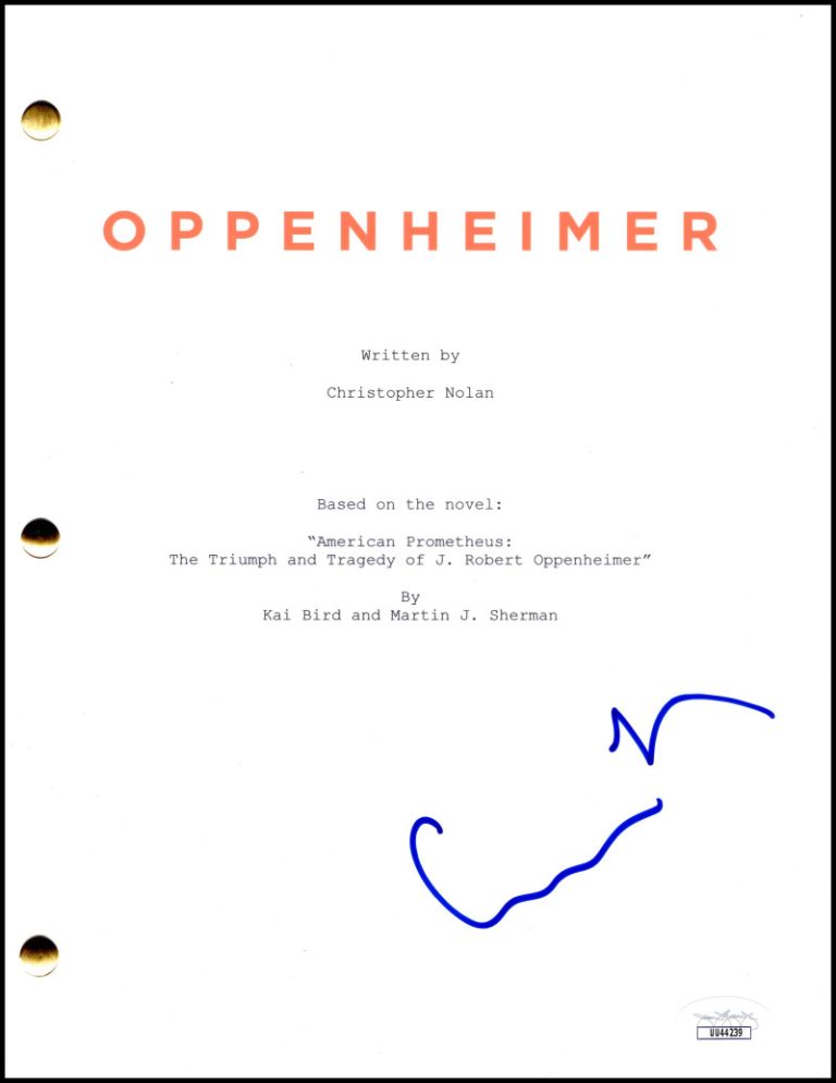Christopher Nolan Signed Autograph Oppenheimer Full Movie Script Screenplay JSA